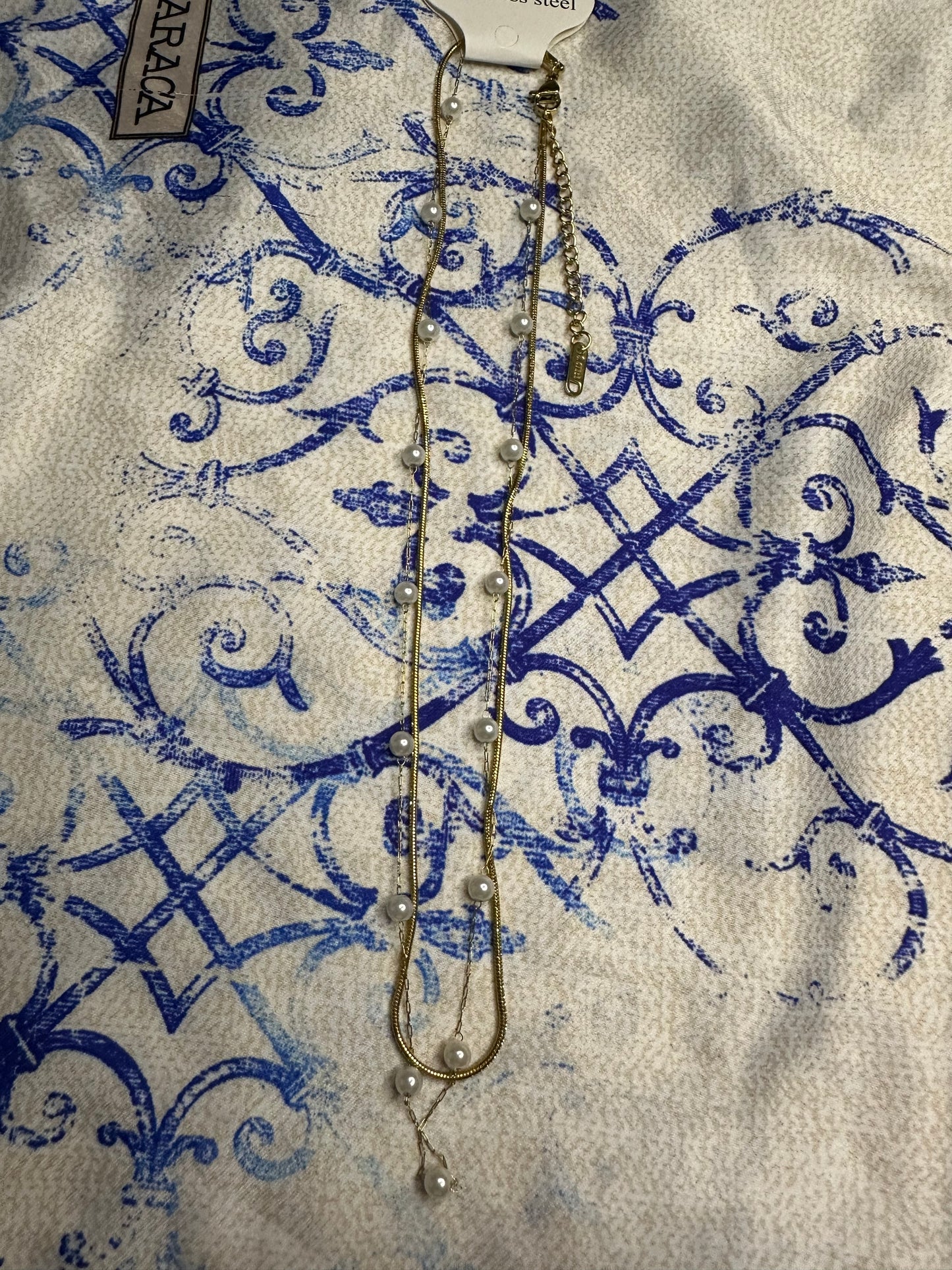 Collier double , dorée acier inoxydable