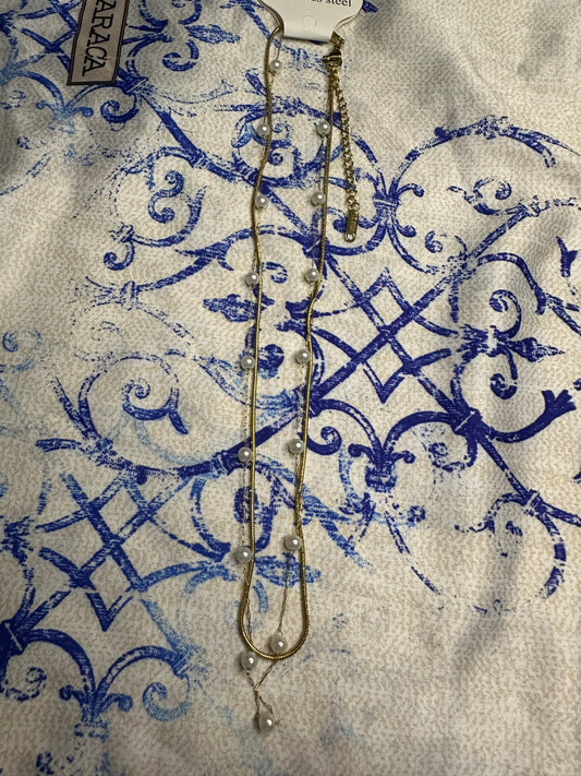 Collier double , dorée acier inoxydable