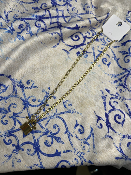 Collier cadenas dorée acier inoxydable