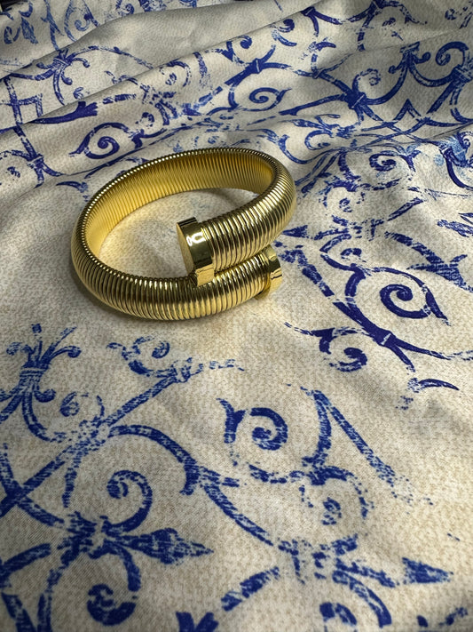 Jonc serpent dorée acier inoxydable