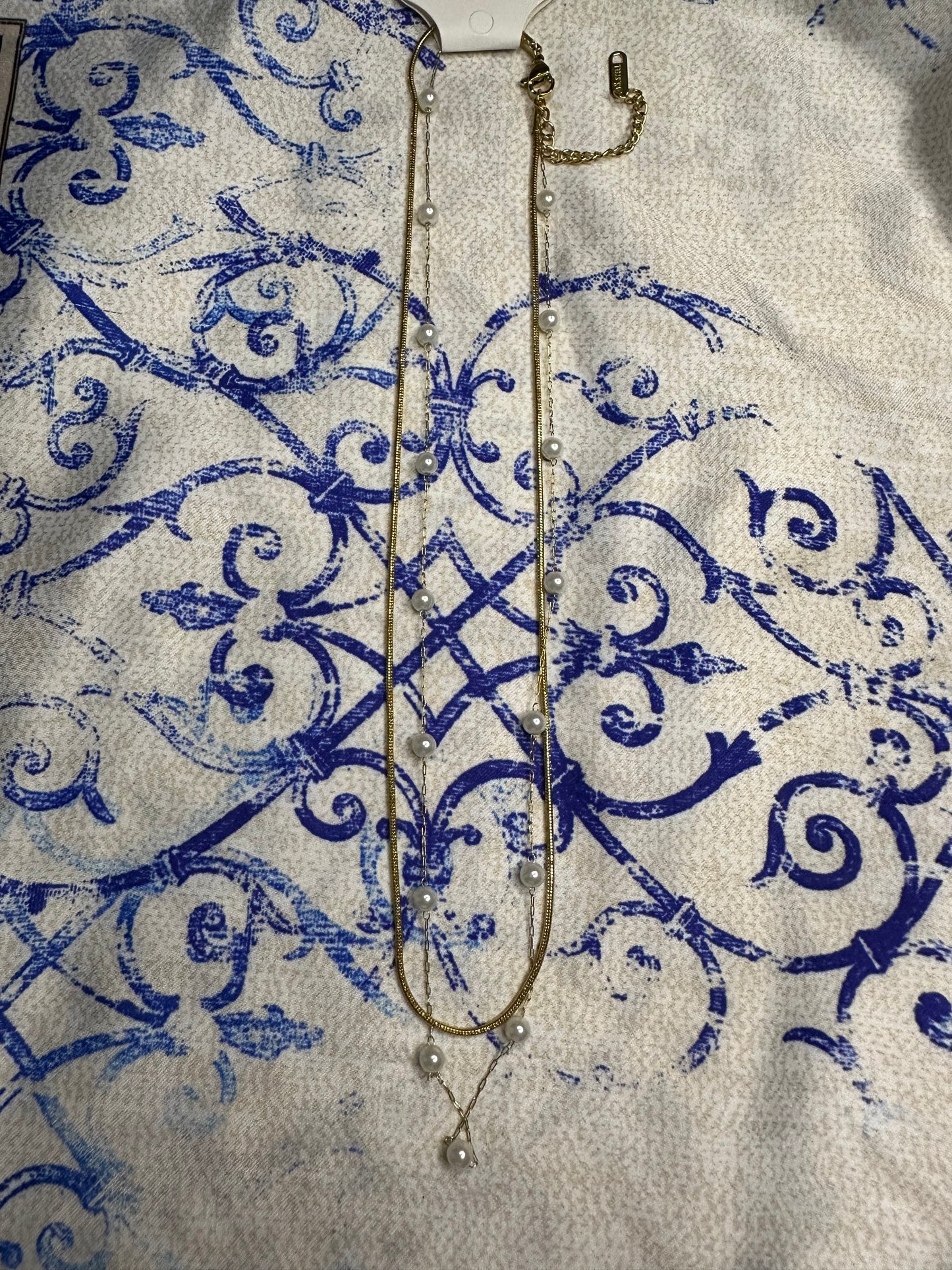 Collier double , dorée acier inoxydable
